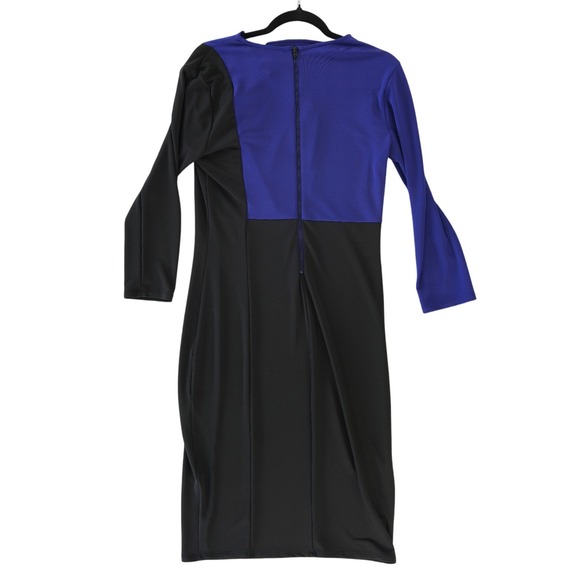 Narciso Rodriguez Dress Women's Size Medium Cobalt Black Colorblock Cowl Y2K - Picture 3 of 6